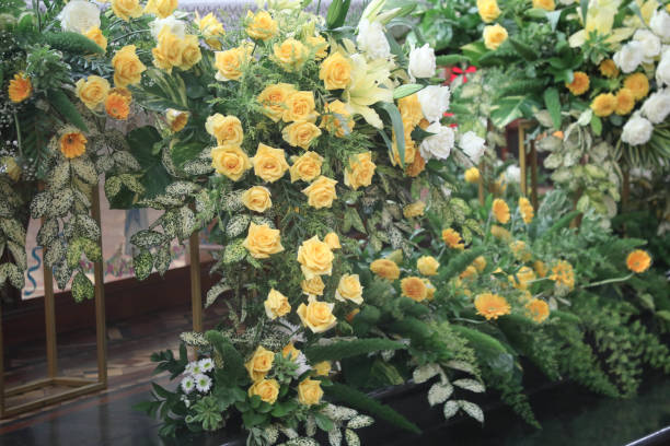 beautiful flower decorations in a church
