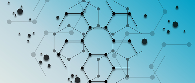 network hexagon and connected cells background