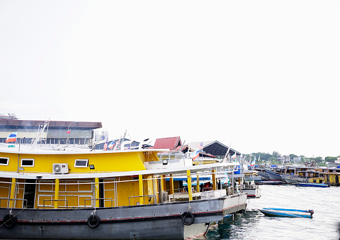 Kinabalu, Malaysia - August 7, 2022: Fishing boats docking at Todak waterfront
