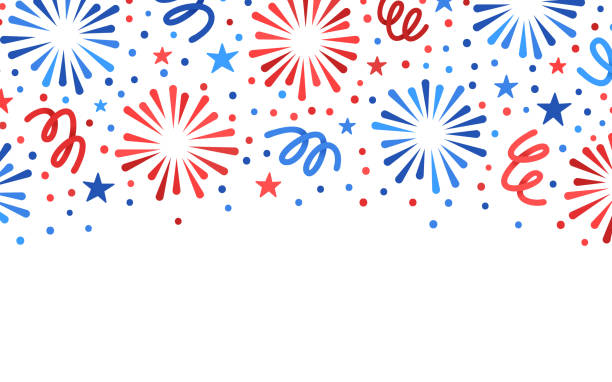 Firework Celebration Modern Background Firework explosion celebration party fourth of july independence day patriotic abstract lines modern background design. firework colors stock illustrations