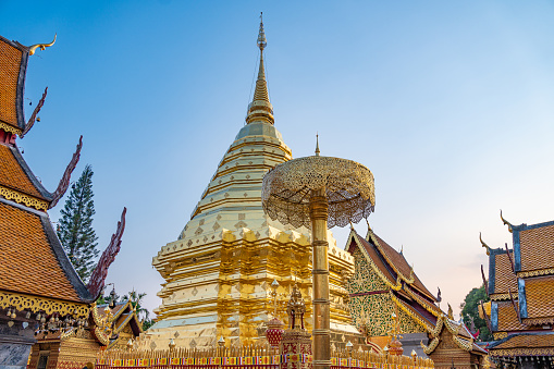 Buddhist Temple Wat Phra That Doi Suthep, Chiang Mai, Thailand, Magnificent architecture of Asia