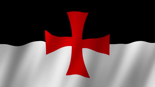 Templar Flag waving. Flag of Knights Templar video waving in wind. Knights Templar Flag. Flag of Templar 4K Animation