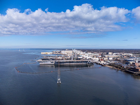 Newport News Shipyard, aerial view.