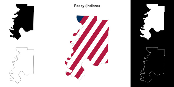 Posey County (Indiana) outline map set