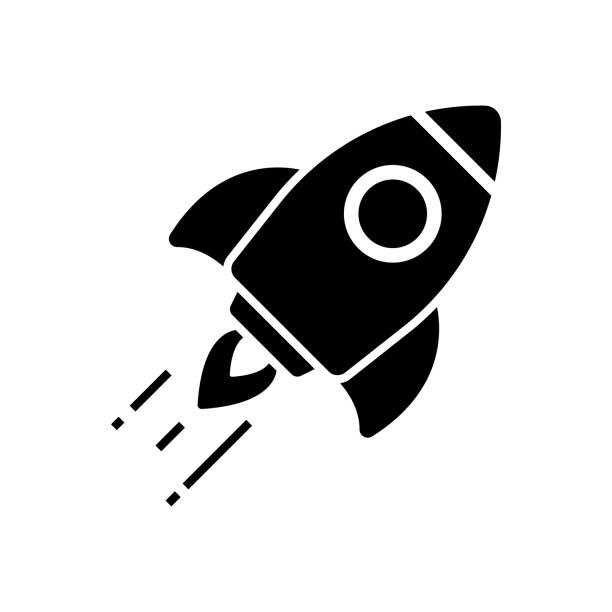 Rocket or Startup Icon Vector Design. Scalable to any size. Vector illustration file. space rocket ship silhouette stock illustrations