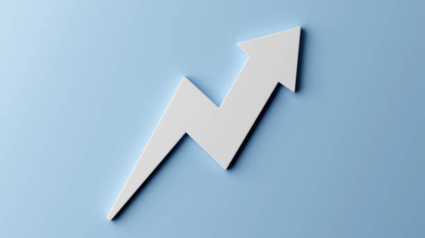 istock Large 3D Growth Graph Arrow Pointing Up, Light and Shadow, Financial Business Growth, 3D render 2149291409