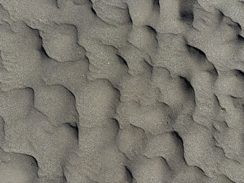 Volcanic sand texture after rainy and windy weather, El Medano, Tenerife, Canary Islands, Spain, no people