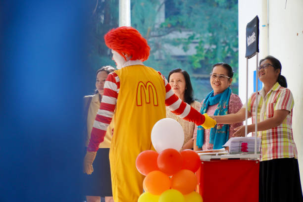 Samutprakan, Thailand. Dec 11, 2019. McDonald's mascot goes to do CSR activities at school.