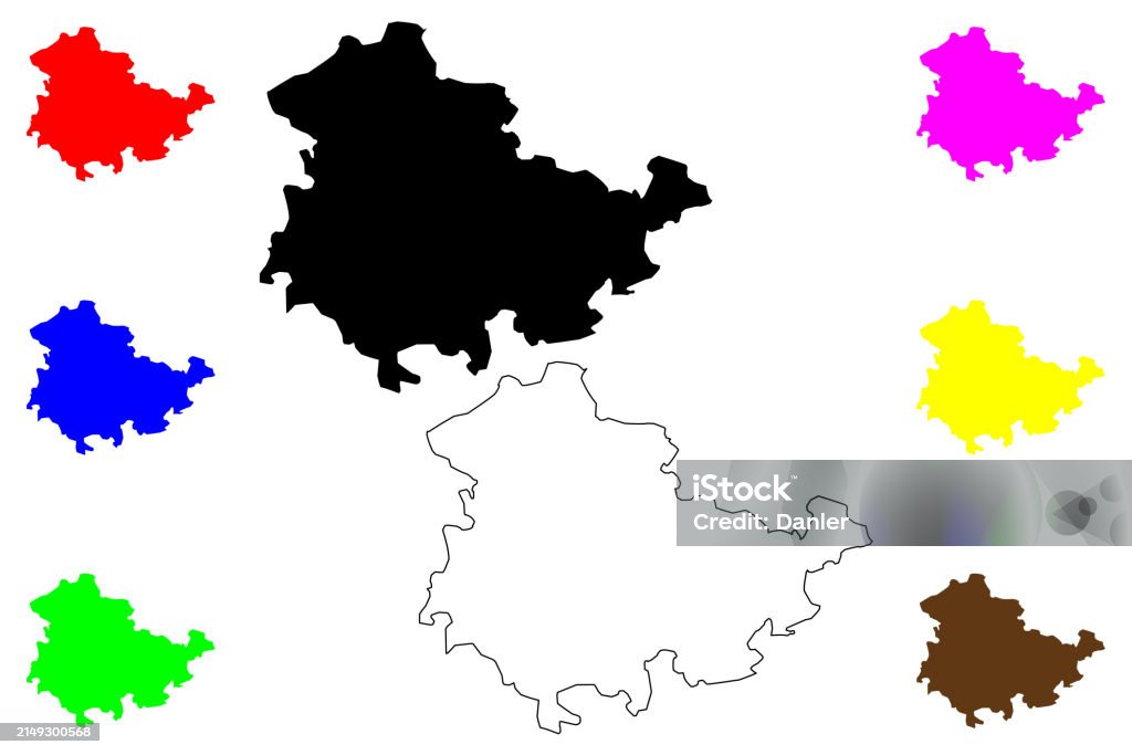 Thuringia (Federal Republic of Germany, State of Germany) map vector illustration, scribble sketch Thuringia map Abstract stock vector Thuringia (Federal Republic of Germany, State of Germany) map vector illustration, scribble sketch Thuringia map Abstract stock vector