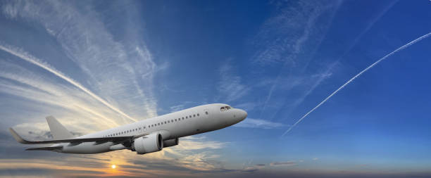 istock Passengers commercial airplane flying on sky cloud in sunset light background. Concept of fast travel, holidays and business. 2149304885