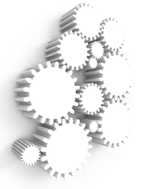 Abstract background of white 3D gear wheels