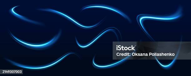Blue Swerving Line Abstract Blue Wavy Line Of Light With A Transparent Background Stock ...