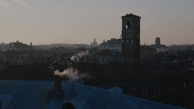 Venetian Dawn cityscape view with Historic Bell Tower