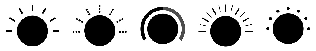 Volume knob level icons. Black volume dial. Vector illustration, EPS10