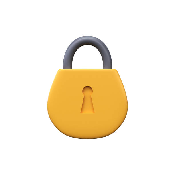 istock 3D yellow lock. Security, data protection. Stock photo 2149321926