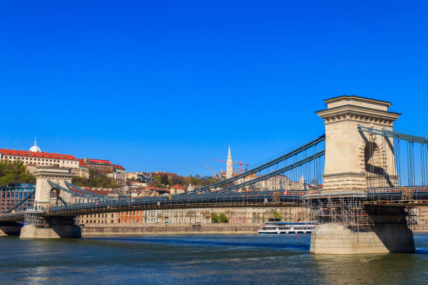istock Szechenyi Chain bridge over the Danube river in Budapest, Hungary 2149324485