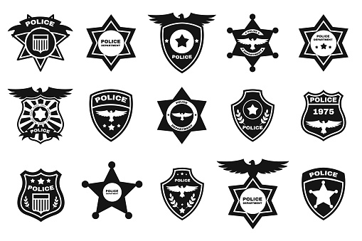 Police badge. Police symbols. Police vector icons. Policeman badges collection. Vector illustration EPS10