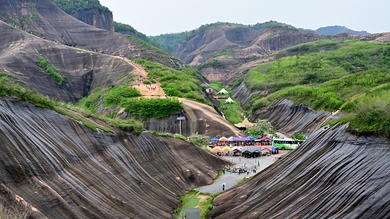 Danxia landform in southern China.
China,Hunan Province,Chenzhou city,National Geological Park,
It got its name from its red sandy rock that gives it a brilliant color like that of red clouds(