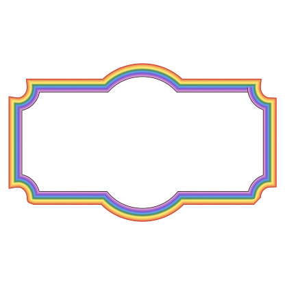 Rainbow Rectangle Vintage Frame Rectangle Shape Badges Label Frames ...