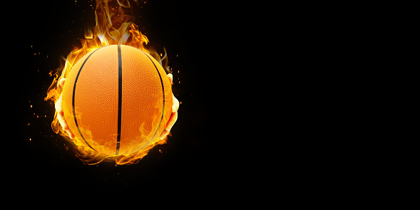 basketball ball on fire Isolated on a black background