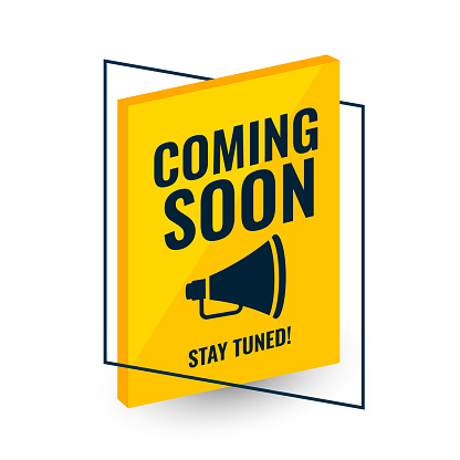 modern coming soon stay tuned template with megaphone design vector