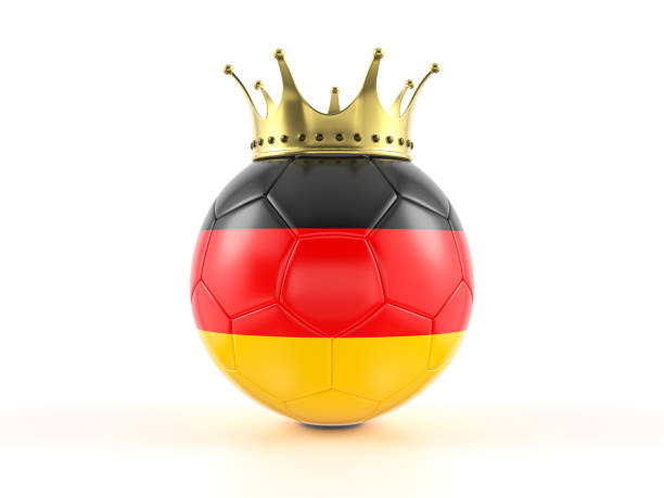 Germany flag soccer ball with crown on a white background. 3d illustration.