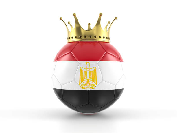 Egypt flag soccer ball with crown on a white background. 3d illustration.