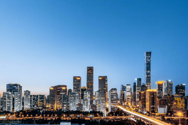 istock High View Night Scenery of Beijing International Trade CBD Architecture Complex in China 2149341714
