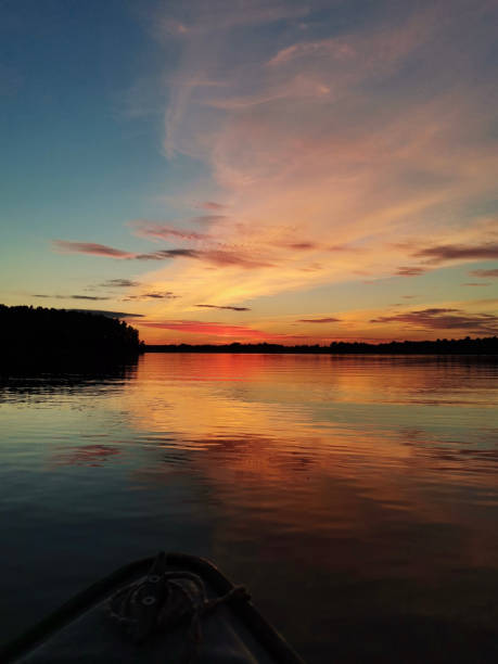 istock Sunset lake scenery view from the boat 2149344355