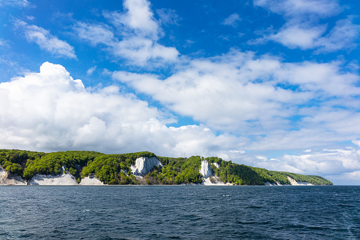 Baltic Sea coast with chalk cliffs on the island Ruegen in Germany