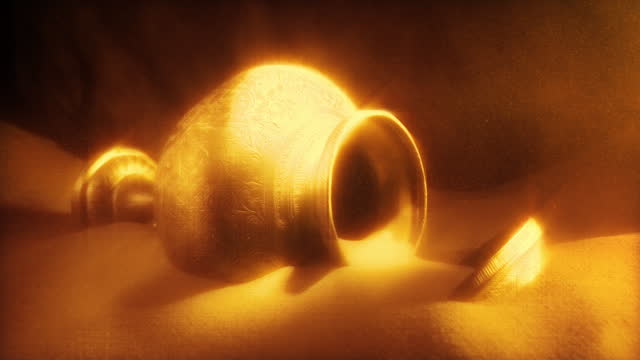 Ancient Gold Vase In Dusty Sun Beam