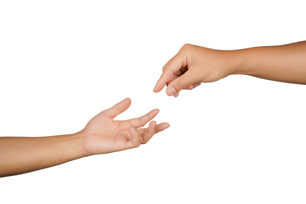 istock male hand reaches out to help or give, two hands try to touch 2149347877