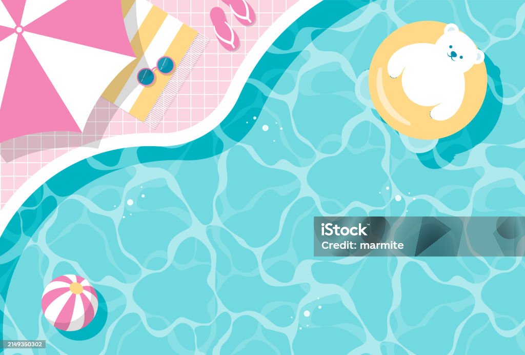 summer vector background with a polar bear floating in the swimming pool for banners, cards, flyers, social media wallpapers, etc. - Royalty-free Zwembad vectorkunst summer vector background with a polar bear floating in the swimming pool for banners, cards, flyers, social media wallpapers, etc. - Royalty-free Zwembad vectorkunst
