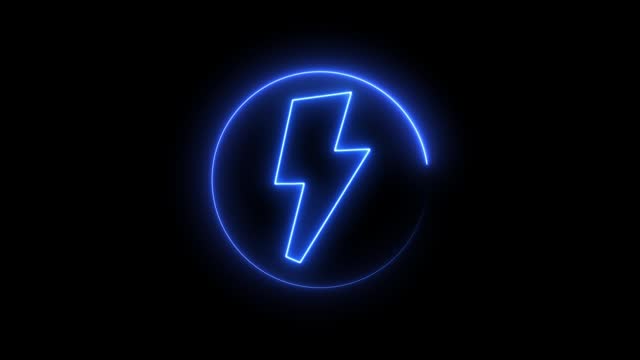 Abstract neon flash icon animation .