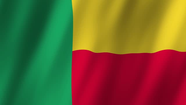 Benin Flag. National 3d Benin flag waving. Flag of Benin footage video waving in wind. Flag of Benin 4K Animation