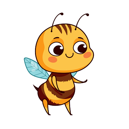 Cute honey bee. Vector illustration in cartoon style.