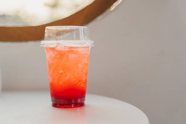 istock Strawberry soda water is placed on a table in a cafe. 2149361746