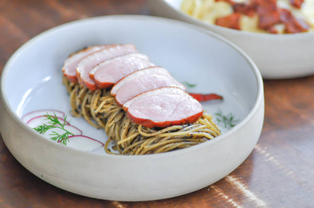 istock duck pasta or duck spaghetti or spicy spaghetti ,duck Spaghettini or pepper pasta or roasted duck pasta 2149365321