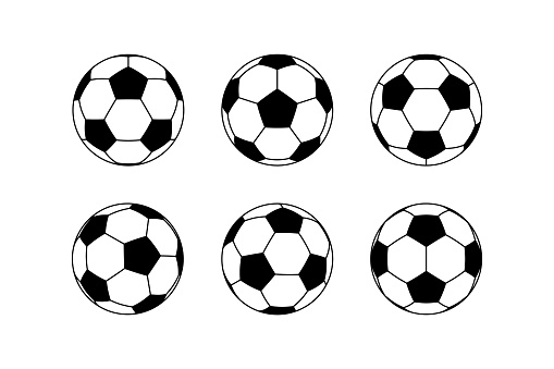 Vector soccer ball. Multiple angle variations of a soccer ball. Perfectly symmetrical geometrical shapes, layered and grouped for easy editing.