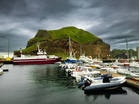 Small harbor at Heimaey Island in Vestmann Archipelago in Iceland