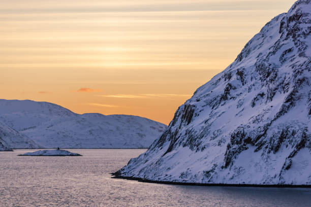 Beautiful sunset over by Norwegian Sea.Hammerfest - Northern Norway.