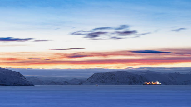 Beautiful sunset over by Norwegian Sea.Hammerfest - Northern Norway.