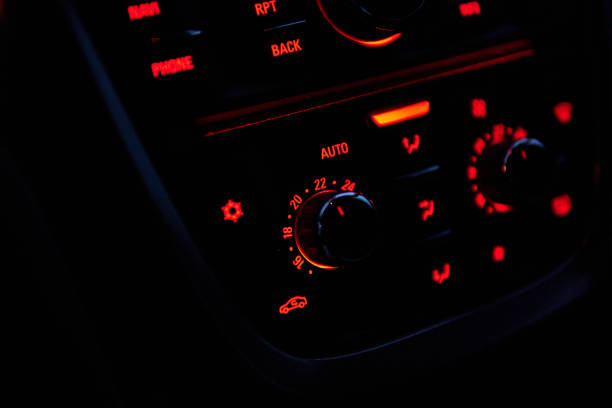 climate heater control wheel in a car. Temperature and blow air conditioner setting