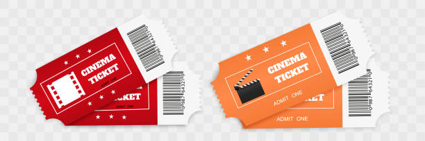 istock Tickets isolated on white background. Realistic front view. Color movie ticket. Vector illustration. 2149371191