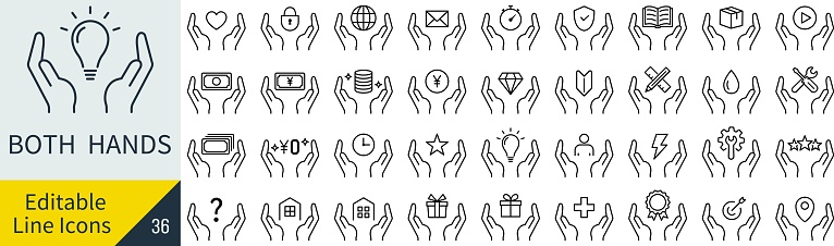 Editable Line Vector Hand Drawn Icon Set (Not Outlined)