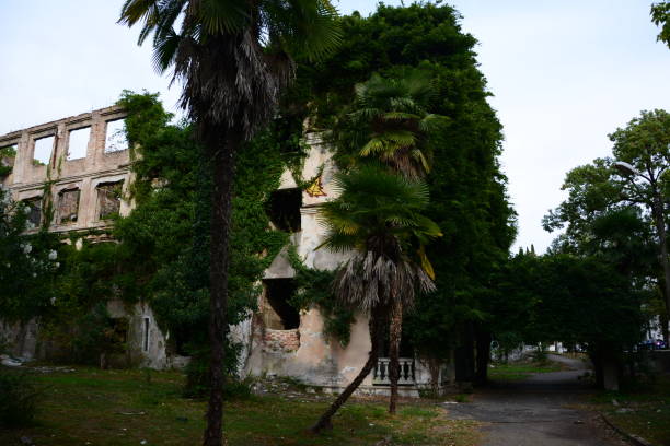 istock two-story dilapidated abandoned building overgrown with bushes and trees 2149372290