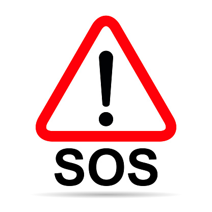 SOS help shadow icon, safety support alert design, save vector illustration .