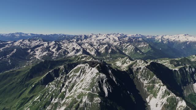 Aerial view of Pic du Midi de Bigorre Observatory in French Pyrenees. France