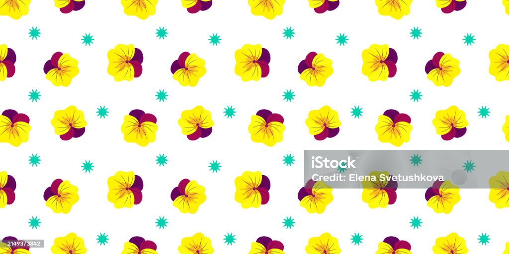 Pattern Yellow Violet Seamless Pattern With Yellow Violets On A White Background For ...