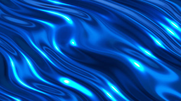 istock Liquid chrome waves background, shiny and lustrous blue metal pattern texture, silky 3D illustration. 2149374333